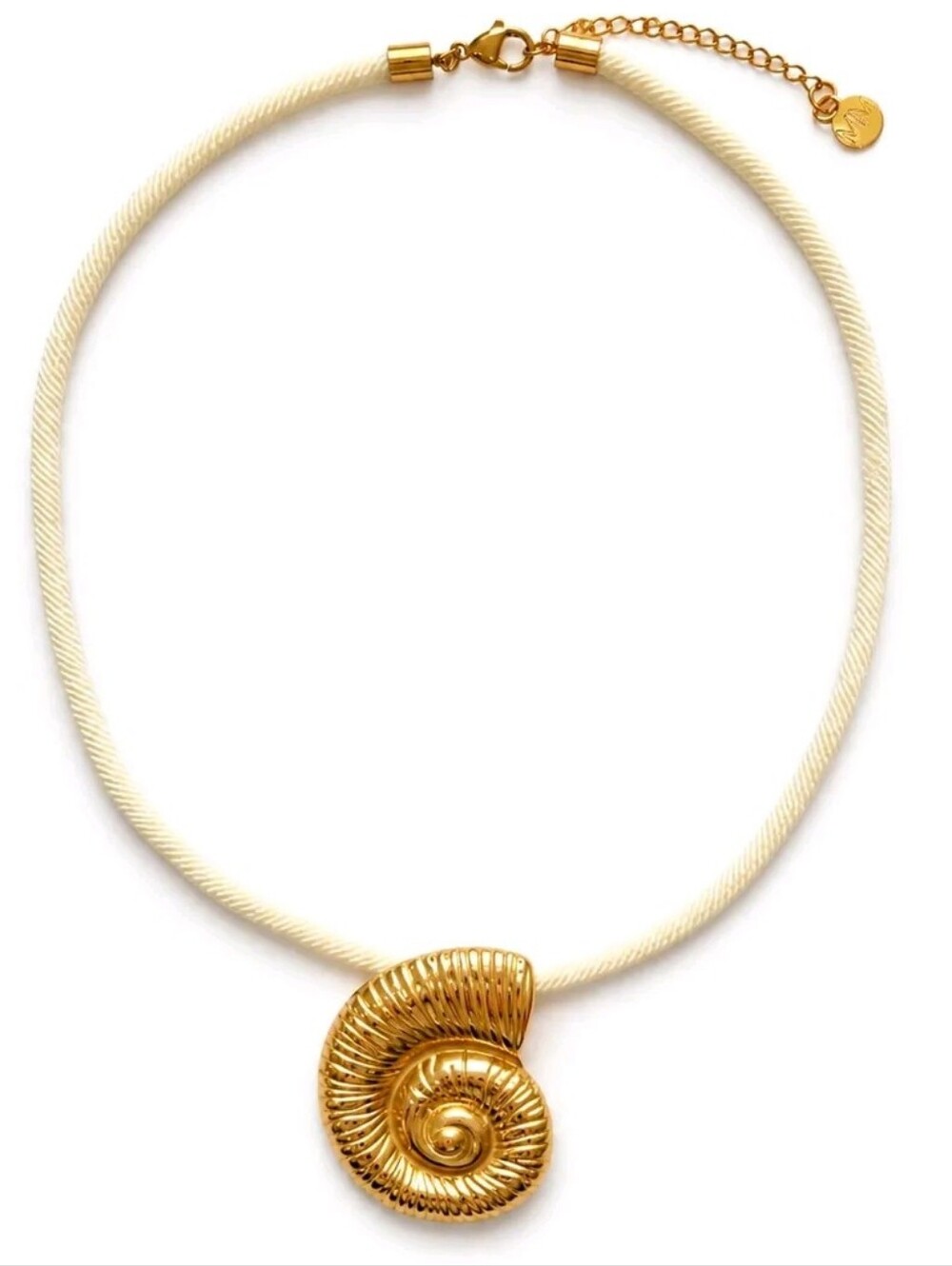 ✨ MAYAMAR Gold Seashell Statement Necklace – Ivory Cord – Coastal Luxury Jewelry